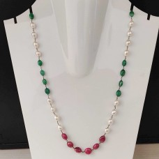 Natural Pearl & Emerald Beaded Navratna necklace